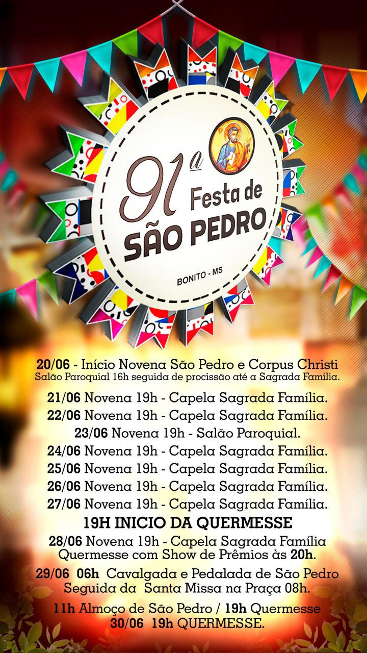 Festa de São Pedro completa 91 anos no dia 29 de junho